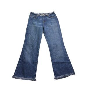 Express Jeans Cropped Bootcut Juniors High Rise 5/6 Frayed